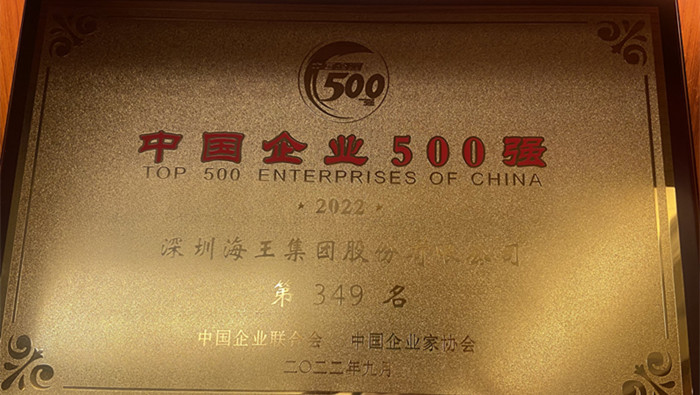 海王集團(tuán)位列2022中國企業(yè)500強第349位、2022中國民營企業(yè)500強第155位 